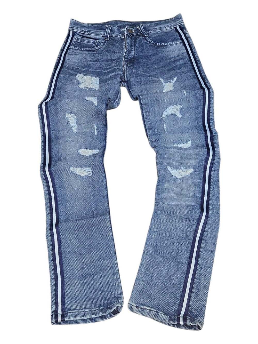 Diesel Baggy Jeans with Side Stripes and Distressed Details